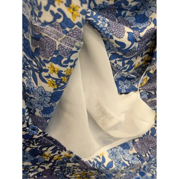 J. Crew‎ Floral Print Puff Sleeve Midi Dress Blue Yellow Womens Size M - Picture 7 of 10